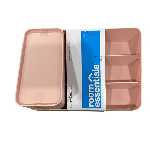 Room Essentials Pink Plastic Vanity Organizer With Dividers & Lid - Picture 3 of 7